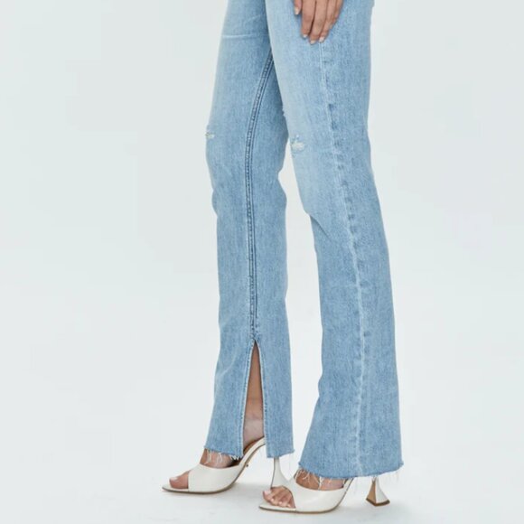 Pistola Colleen Tower High Rise Modern Slim Raw Split Hem Denim Jeans - Picture 3 of 10